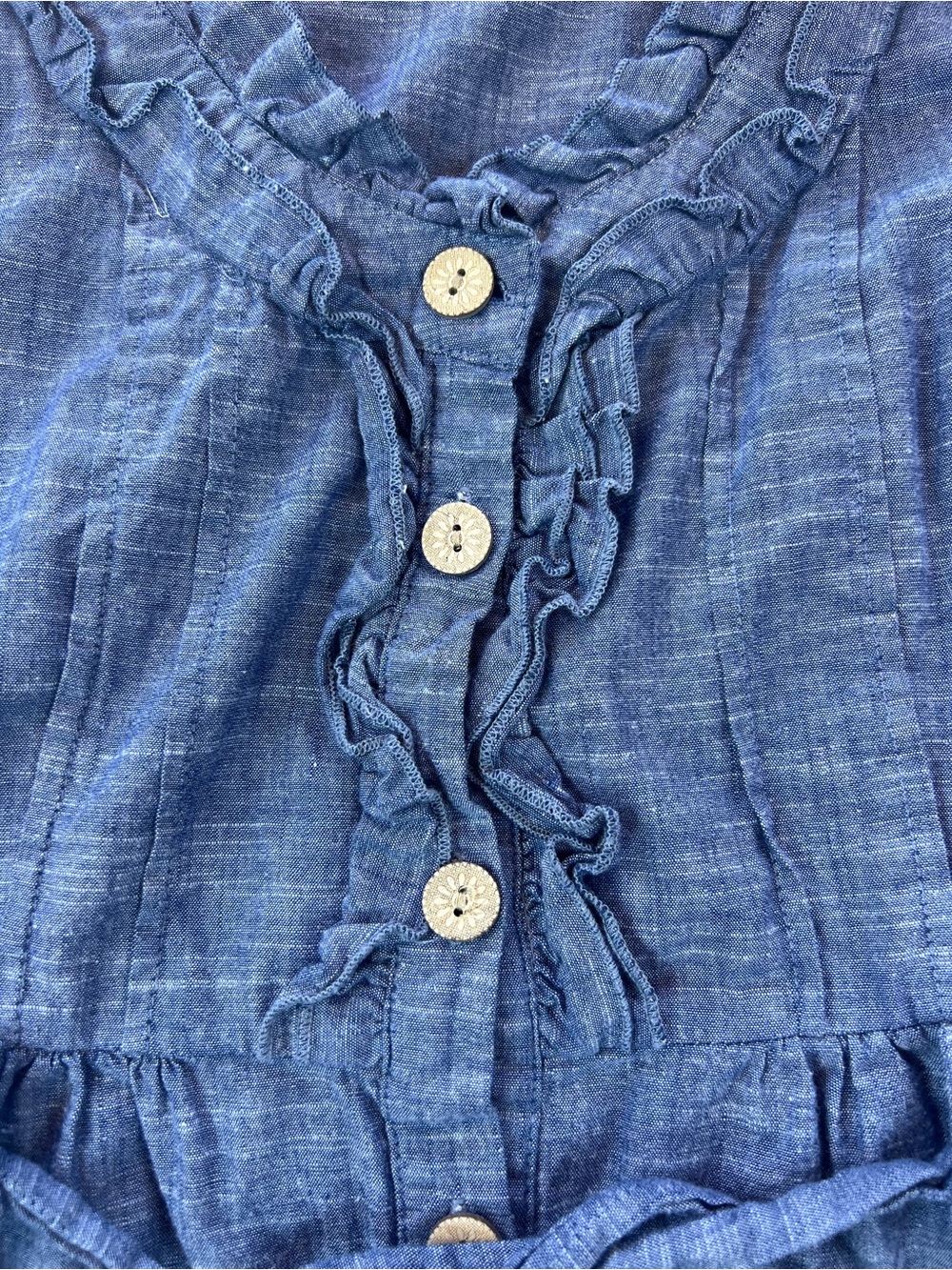 Women’s Classic Breezy Timeless Sleeveless Button-Up Denim Chambray Dress - M - Picture 4 of 8